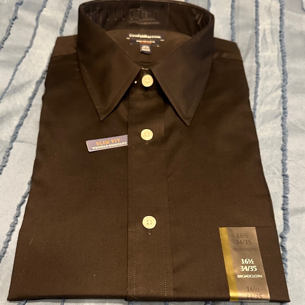 NWT  croft & barrow Men's Black Dress Shirt - Point Collar
